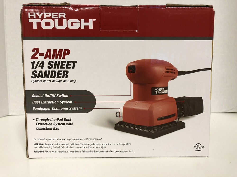 Hyper Tough 2-AMP 1/4 Sheet Sander Dust Sealed Switch Extraction System With Dus