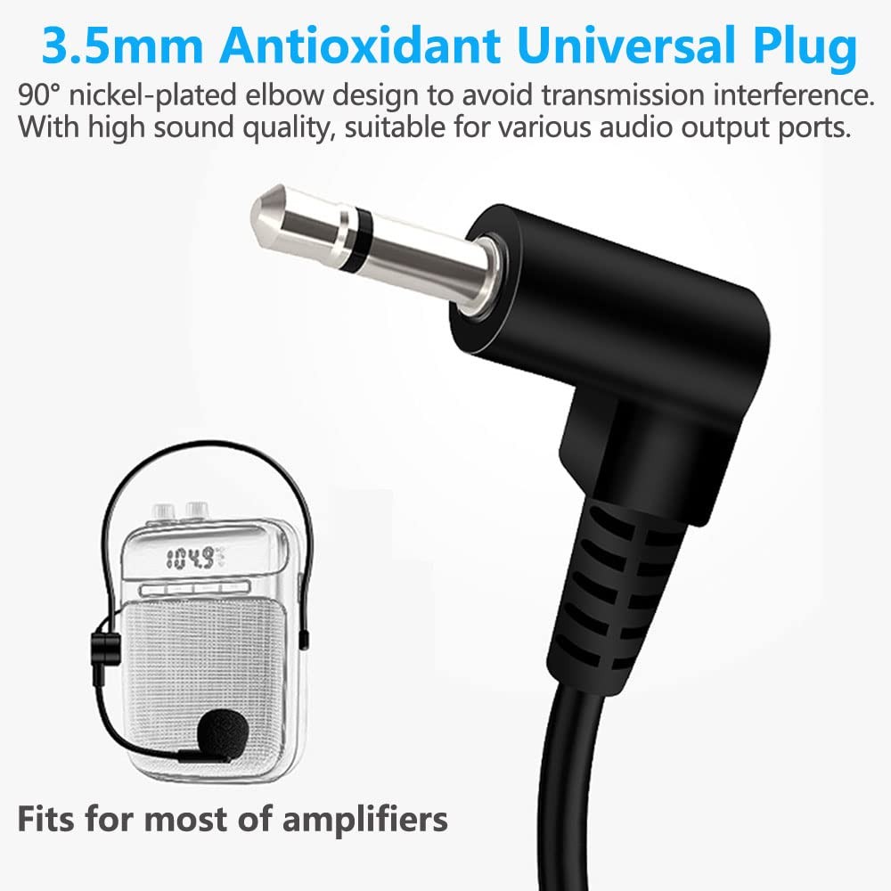 2Pcs Microphone Headset Mic, Flexible Wired Boom for Voice Amplifier, Black