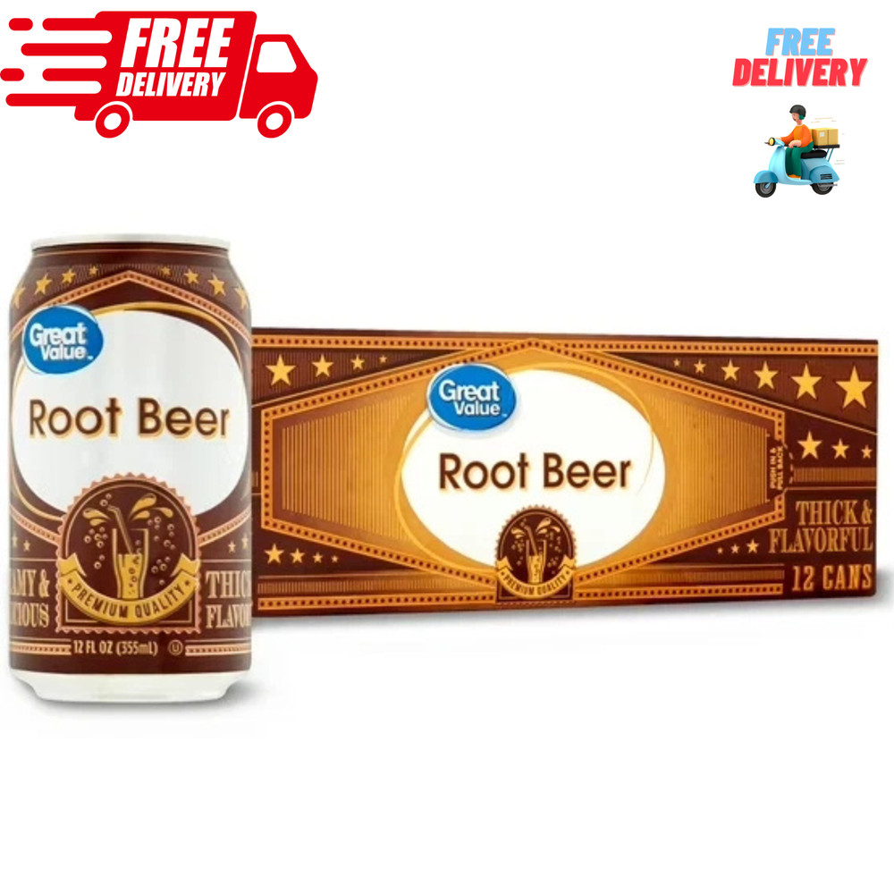 Great Value Root Beer Soda Pop, 12 fl oz, 12 Pack Cans