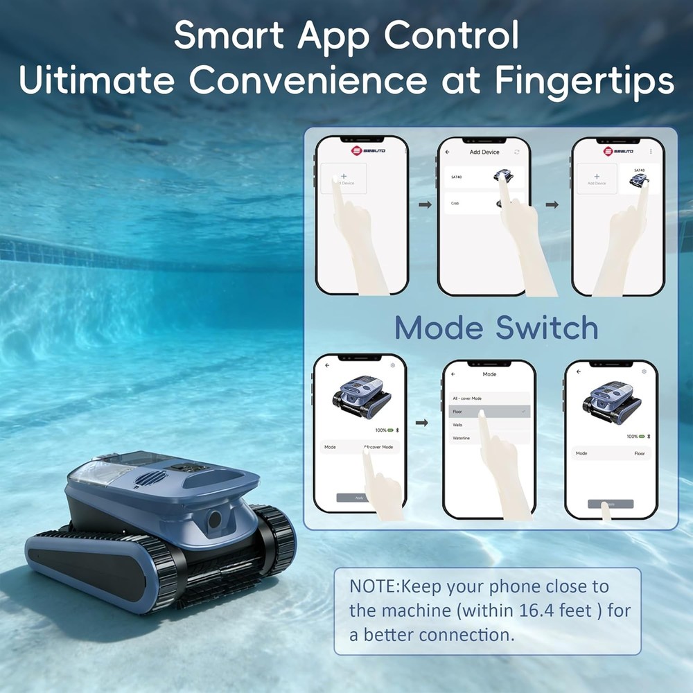 Seauto SAT40 Cordless Pool Robot – Automatic Cleaner for Large Inground Pools