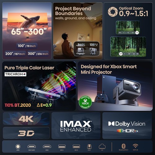 Hisense C2 Ultra Triple Laser Smart Portable Projector 4K 3,000Lumens 65''–300''