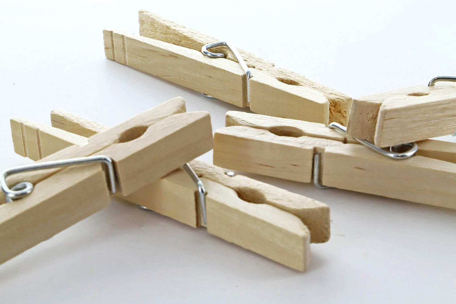 Large Wooden Clothespins 3.38" - 24 Pack Big Spring-Loaded Pins for Crafts, D...