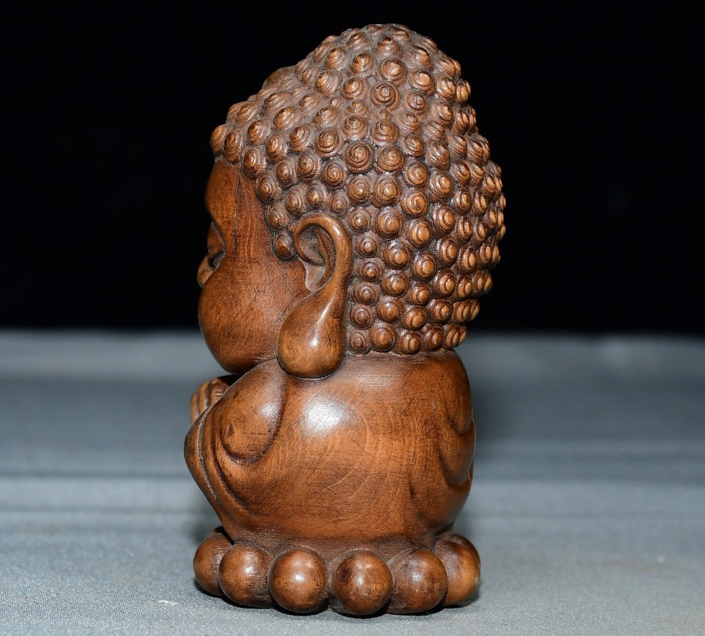 Exquisite Small Leaf Boxwood Buddha Handle