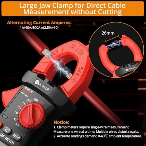 Clamp Meter 4000 Counts Amp Meter for TRMS AC Current Red,600A AC Current