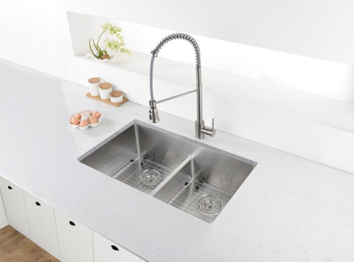 Ruvati 33" Undermount 60/40 Double Bowl 16Gauge SS Kitchen Sink- RVH7419