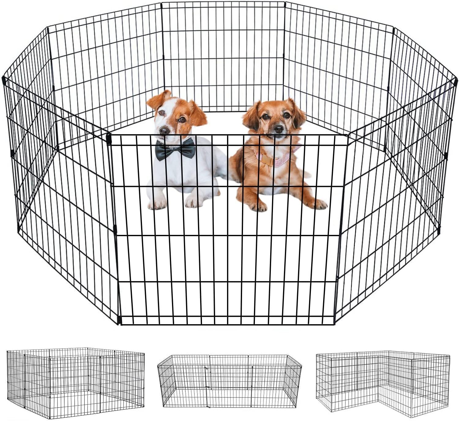 24"/30"/36"/ 42"/ 48"/ Dog Playpen Crate 8 Panel Fence Pet PlayPen Exercise Cage