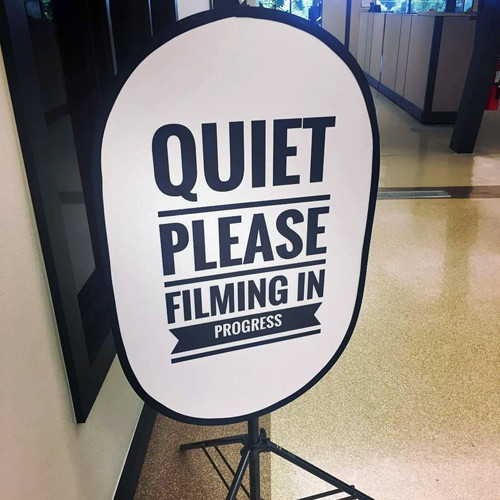 “Quiet Please Filming In Progress” Collapsible Sign / Reflector