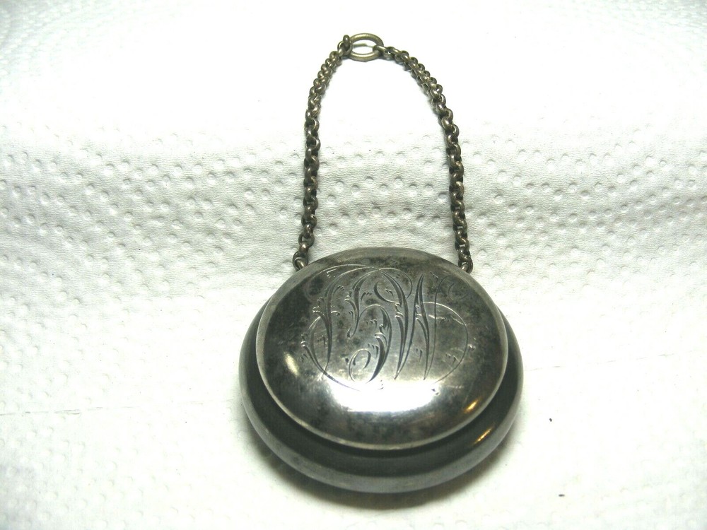 Vtg. Sterling Silver Monogrammed Snuff/Pill Compact