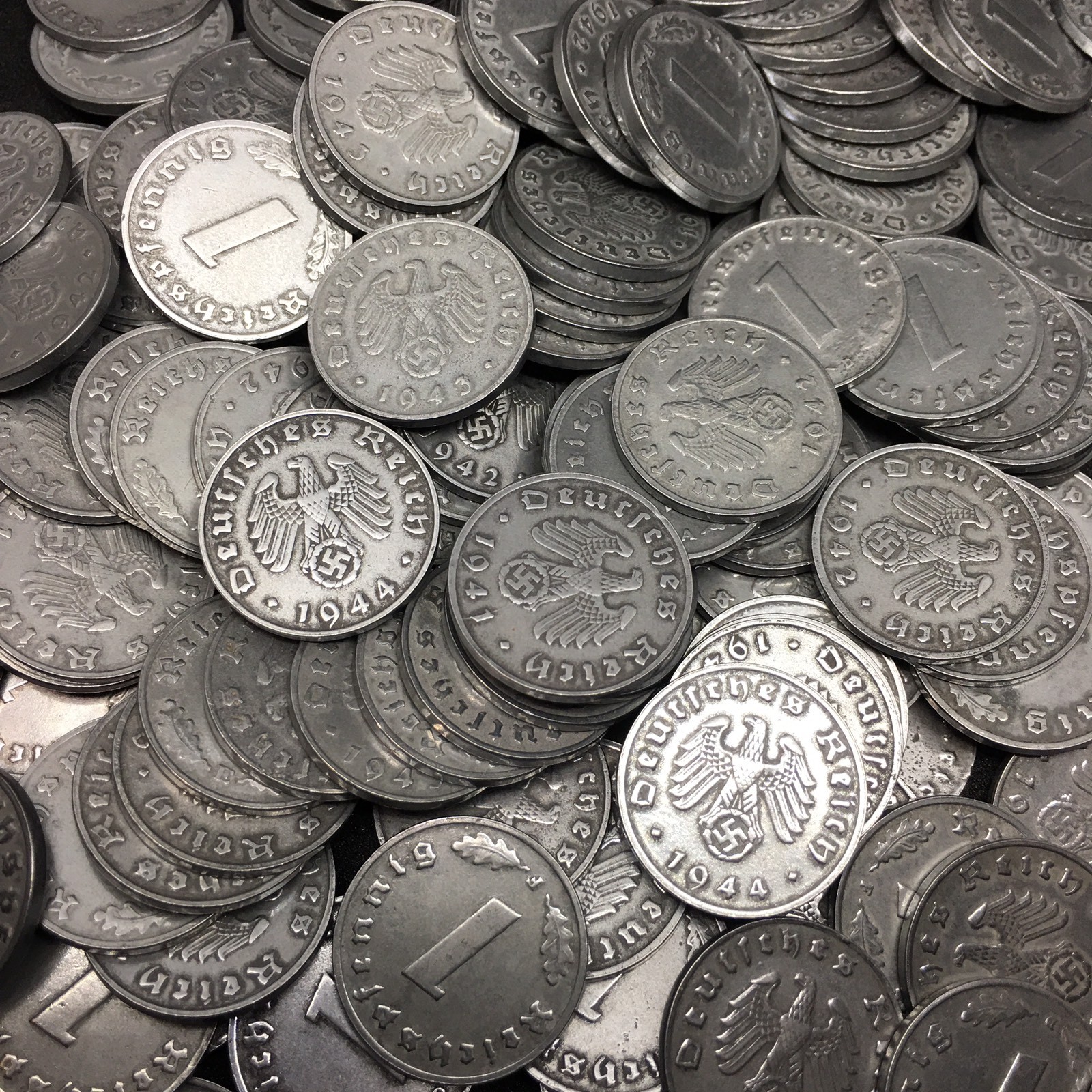 Rare World War 2 Germany Zinc 1 Reichspfennig 5 Coin Lot Circulated