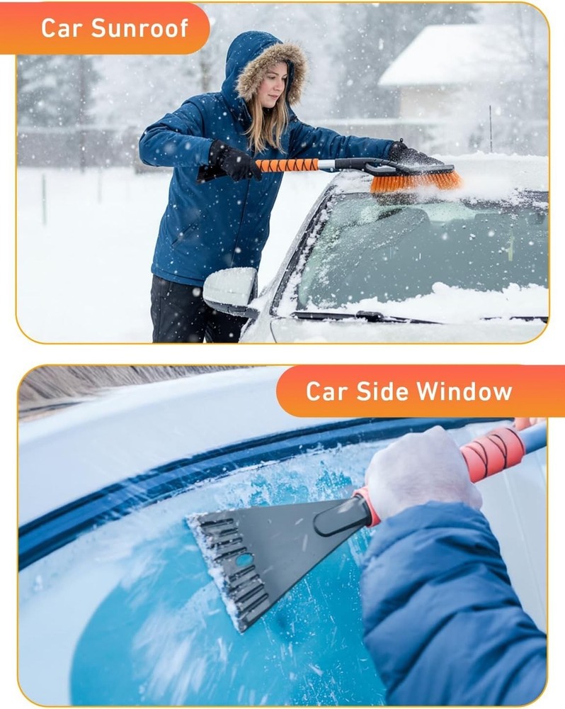 Aluminum Ice Scraper for Car Windshield | Snow Brush Combo