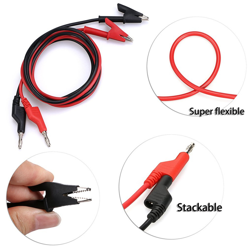 Multimeter Banana Plug to Crocodile Alligator Clip Test Probe, 2PCS 4Mm Stackabl