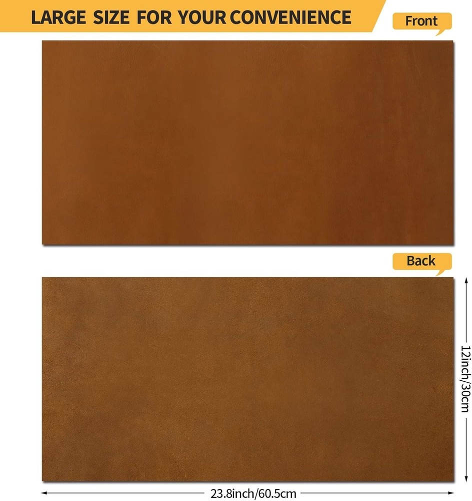 100% Natural Bourbon Brown Leather Sheet – 12''x24'' for DIY Projects