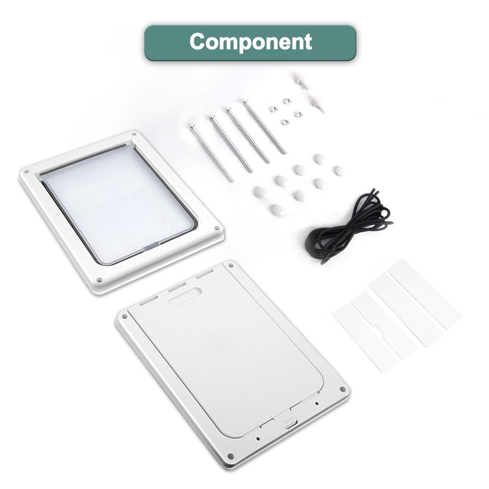 Small Doggie Door with Magnetic Locking Panel for Home Security Small, White