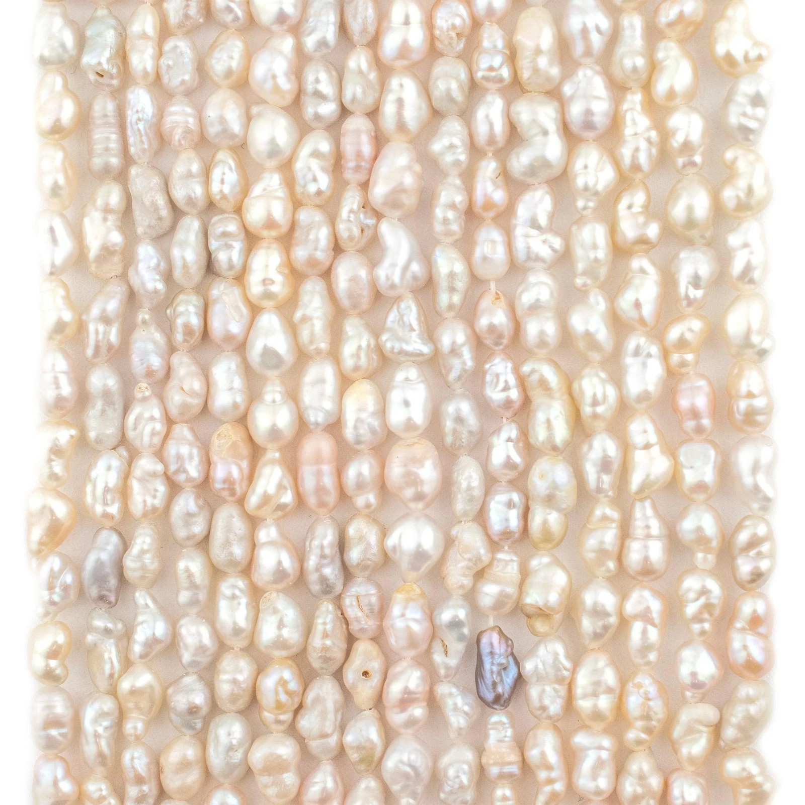 Pink-Toned Baroque Vintage Japanese Rice Pearl Beads 4-7mm Oval 16 Inch Strand