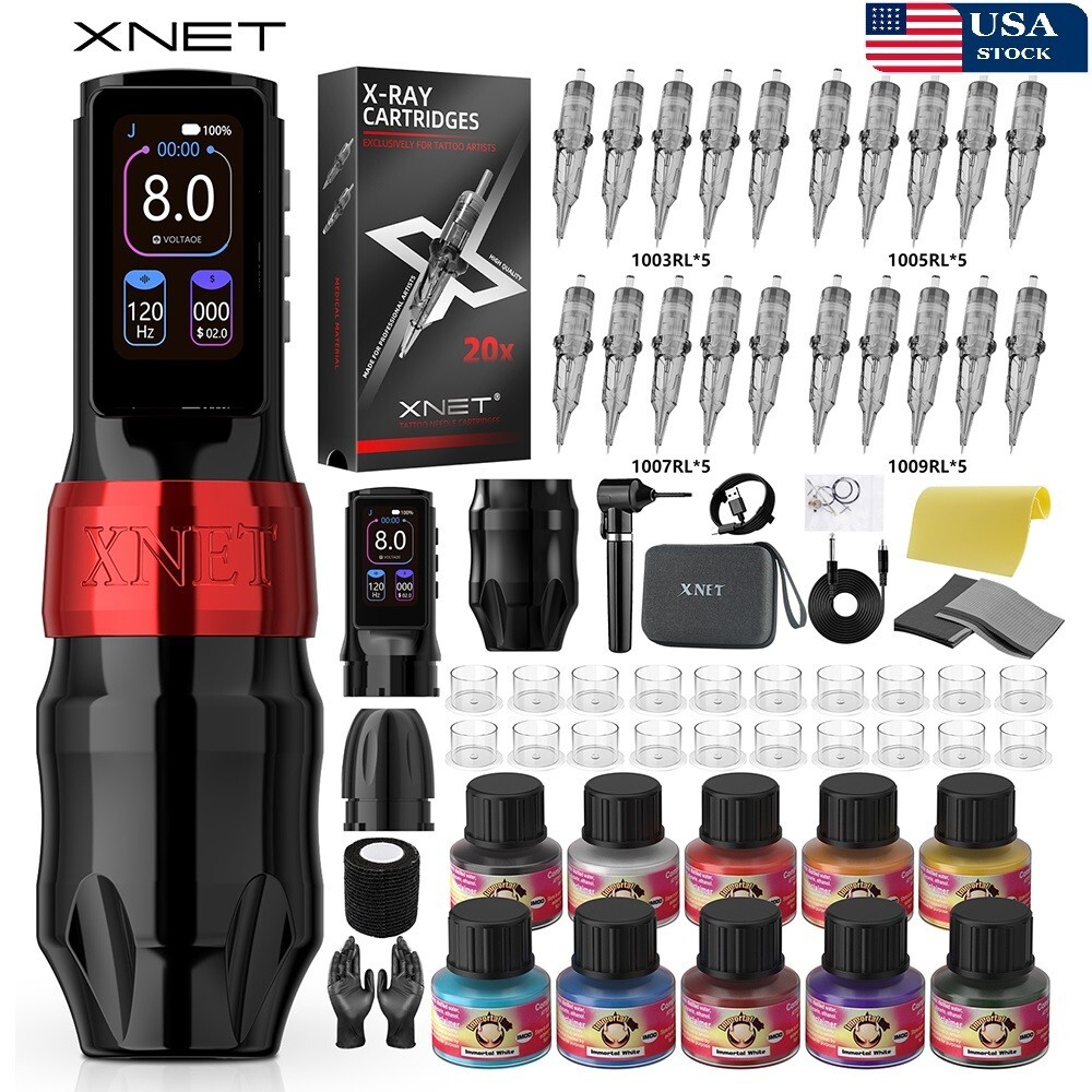 Xnet Titan Max Wireless Tattoo Machine kit Completed Coreless Motor Touchscreen