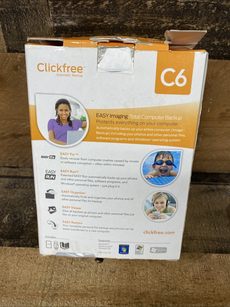 Clickfree Automatic Backup C6 For PC Computer Portable 750GB Storage