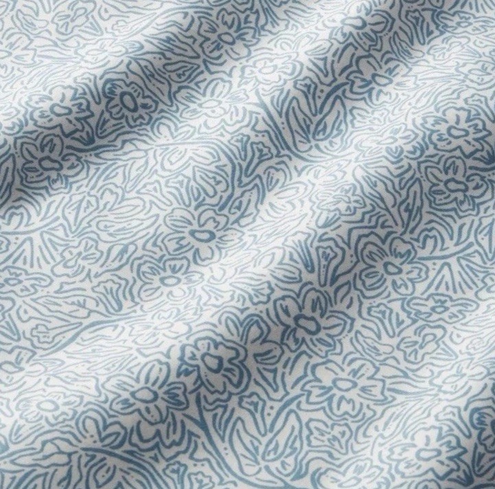 Threshold ~ FULL ~ Blue Floral ~ 4 Pc. Sheet Set ~ 100% Cotton Sateen ~ 400 TC