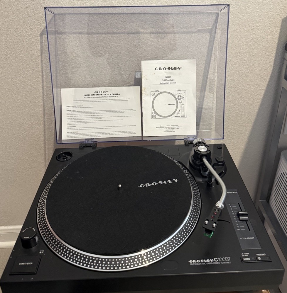 Crosley C100BT, 2-Speed Bluetooth Turntable Record Player - Black