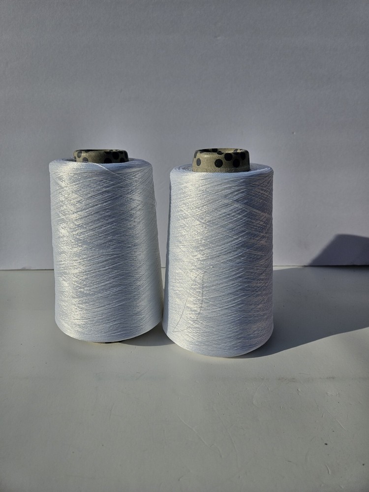 Bulk White Sewing Embroidery Spool Poly Thread 2 Pack 2 pounds Total NOS 9004