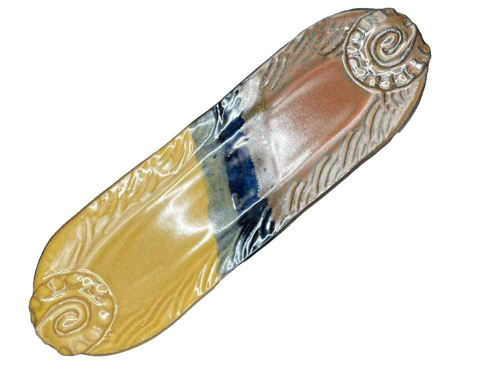 Studio Art Pottery Narrow Serving Cracker Olive Tray in Earthtones