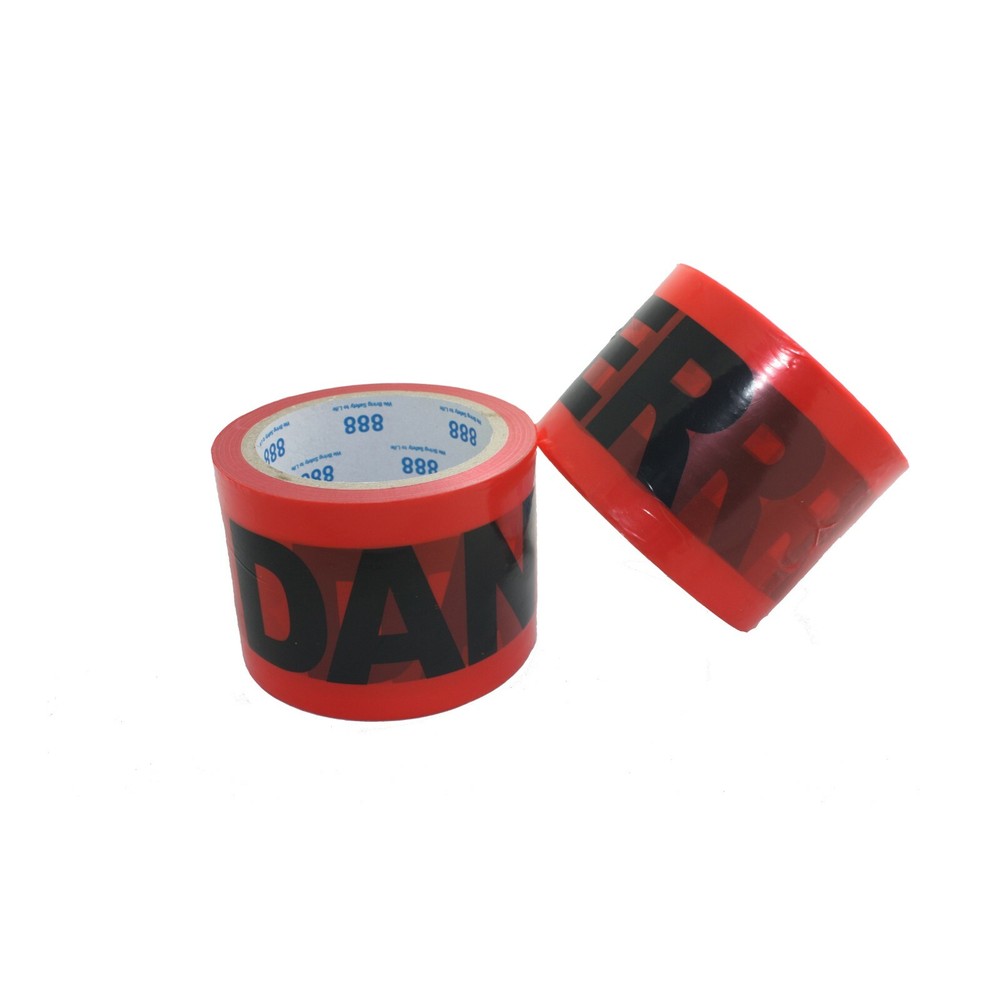 Sharp Red Danger Tape 3" X 300 ft- Maximum Readability-Tear Resistant