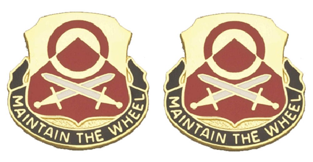 735th SUPPORT BATTALION Distinctive Unit Insignia - Pair - MAINTAIN THE WHEEL