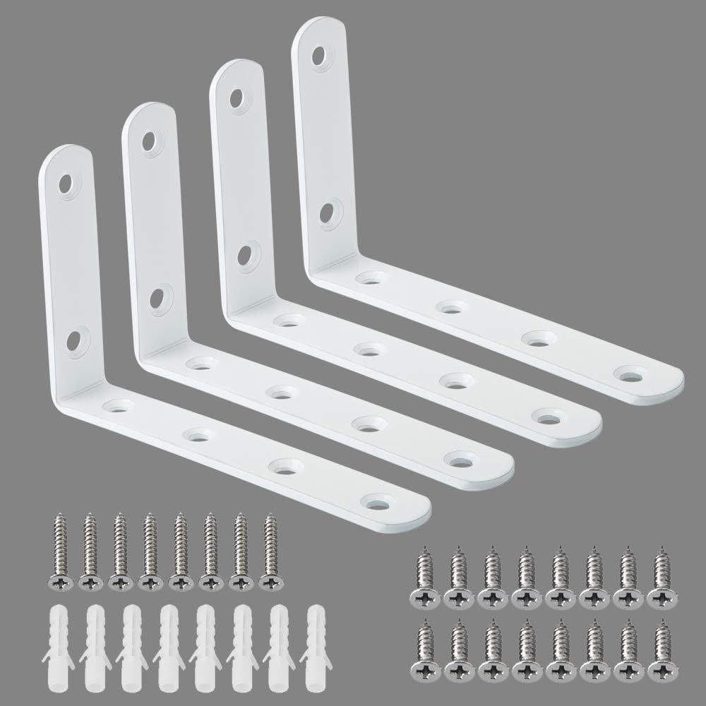 Floating Shelf Brackets - White Wall Brackets for Heavy Duty Support, Stainless