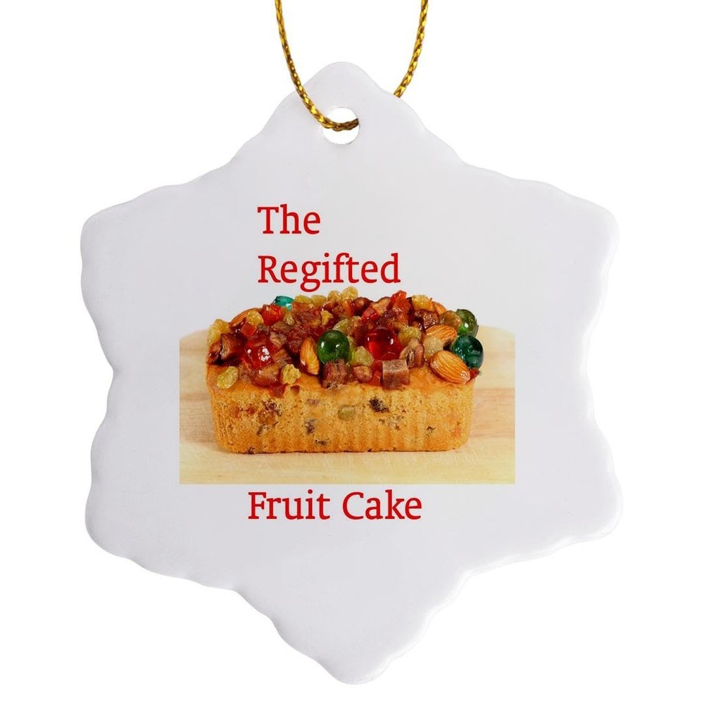 3dRose Image of Fruitcake with Words Resifted Snowflake Ornament, 3" 3"