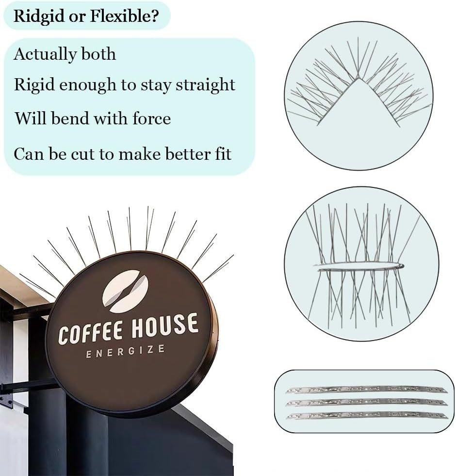Rust-Resistant Bird Spikes - 17 Strips, DIY Installation