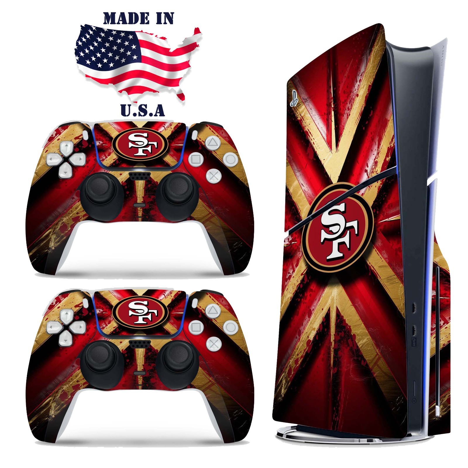 San Francisco 49ers PS5 Console & Controller Vinyl Skin Wrap Decal Set