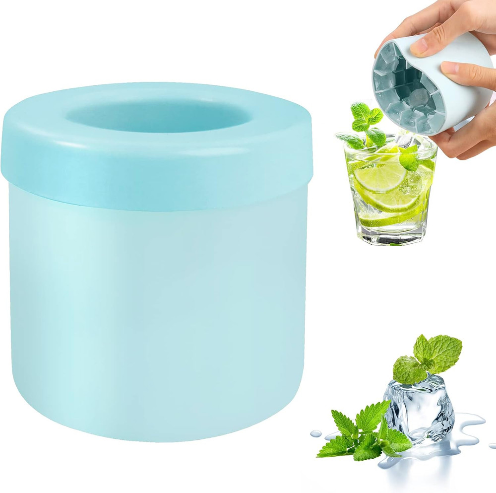 3D Cylinder Silicone Ice Cube Mold with Easy Release Press Design