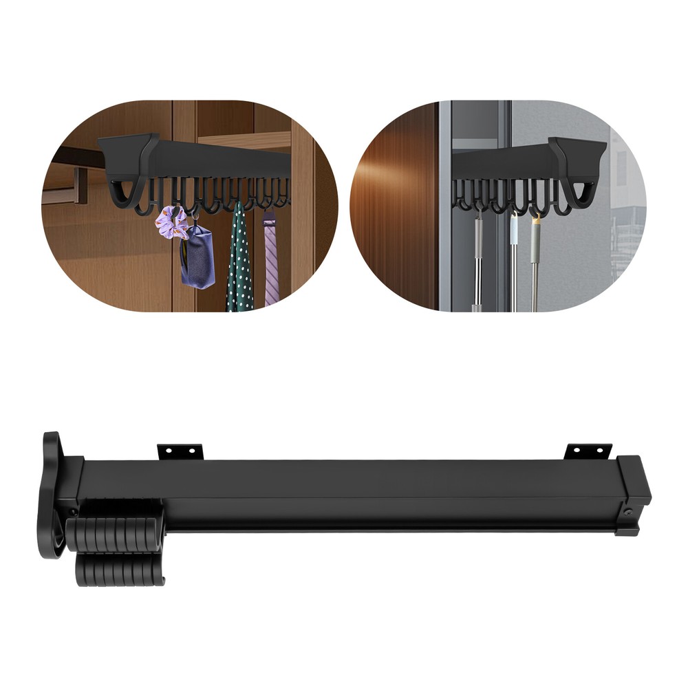 Pull-out Storage Rack Multifunctional Kitchen Organizer Hanging Pot Rack Black