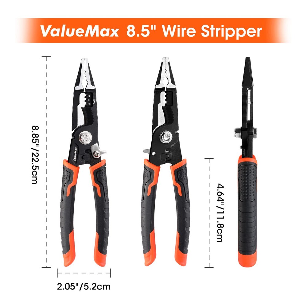 6in1 Wire Stripper 8.5" Wire Stripper And Crimping Tool Crv Multifunctional Prof