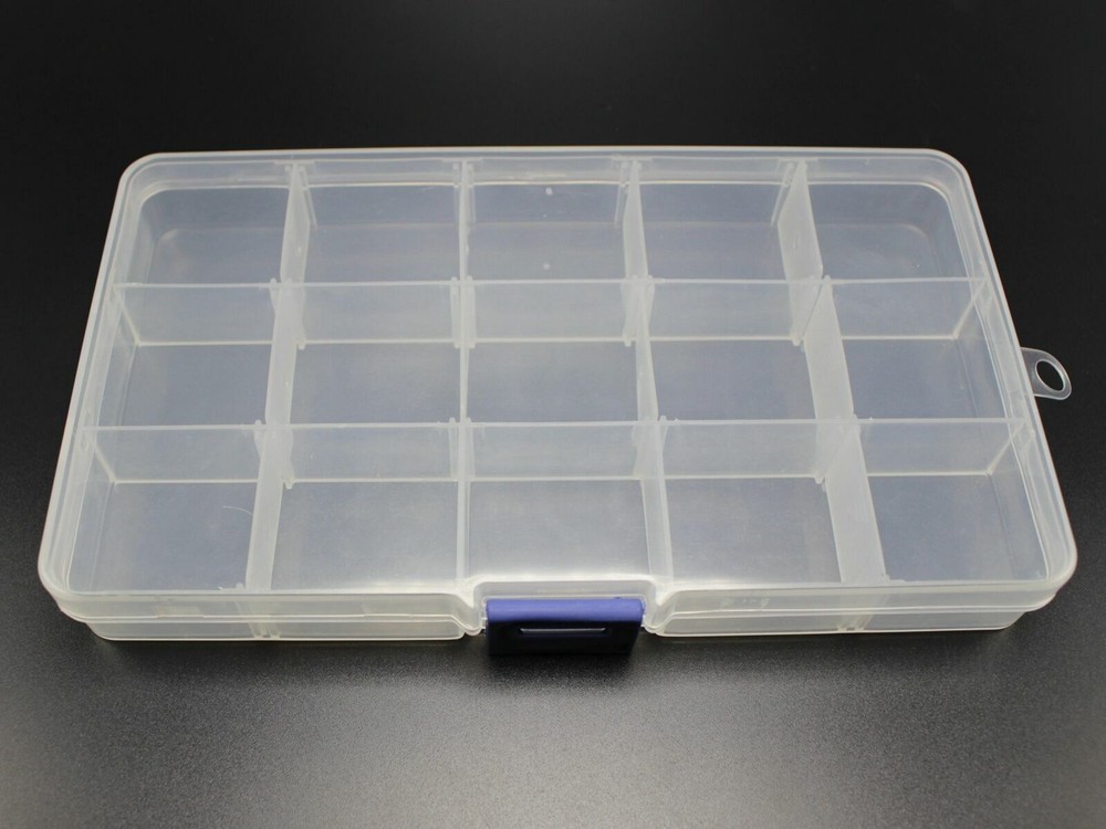 2 Pack 15 Grids Plastic Organizer Box Case Craft Bead Display Storage Container