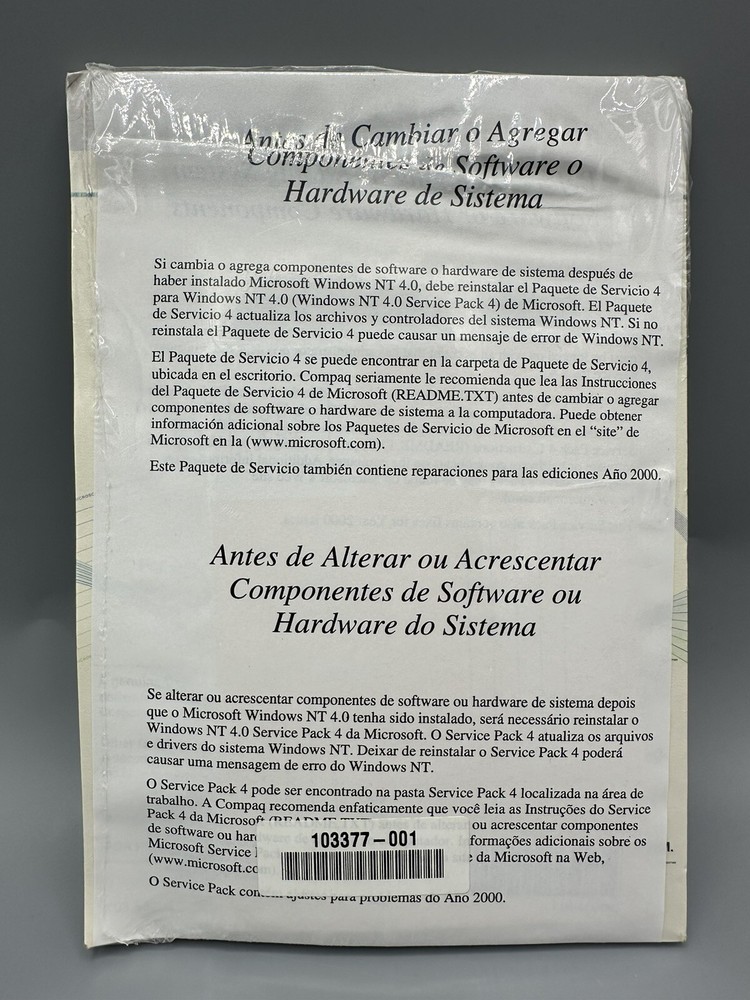 Microsoft Windows NT Workstation for Compaq PC, Factory Sealed