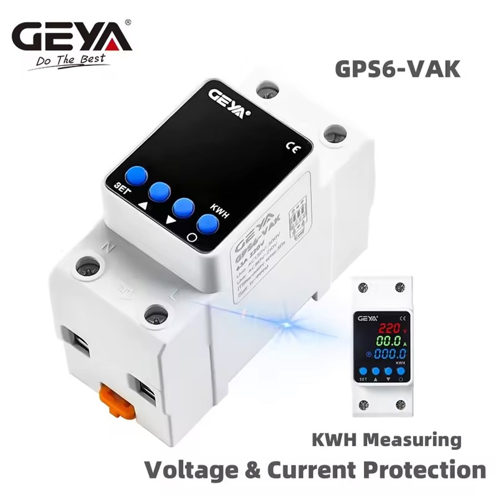GEYA GPS6 Digital Display Voltage Current KWH Protector Protect 2P 63A 110V
