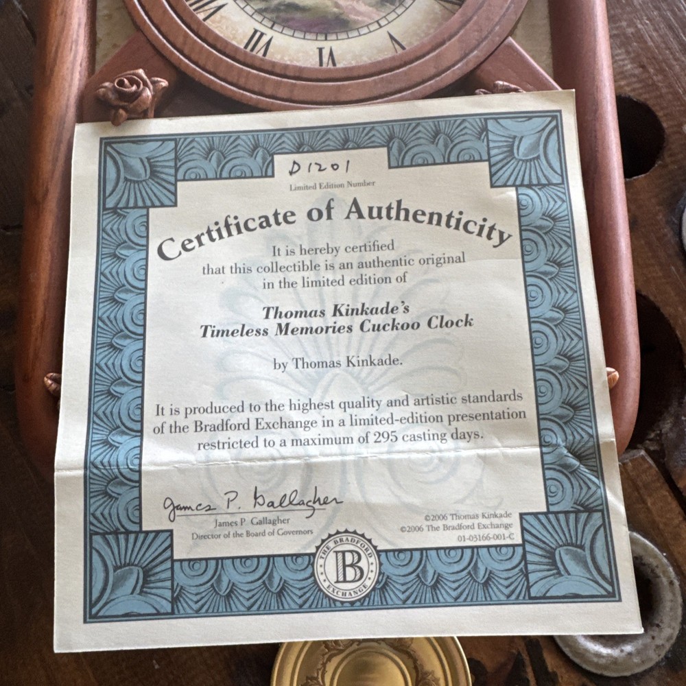 Thomas Kincades Timeless Memories Cuckoo Clock