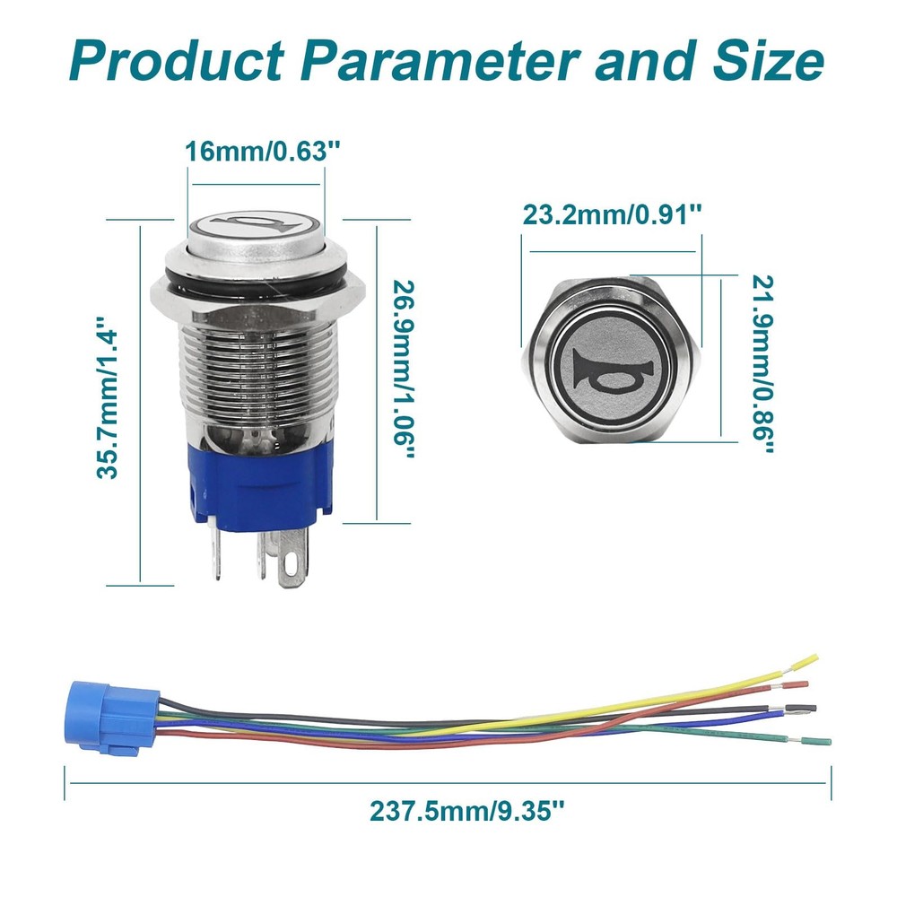 Horn Button, Momentary Push Button Switch, Horn Switch for Car Modification
