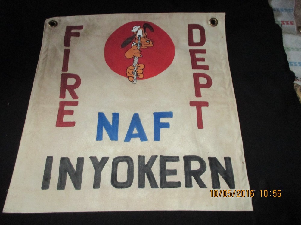 WWII DISNEY PLUTO USN NAF INYOKERN FIRE DEPT  WALL   COMMAND POST  FLAG