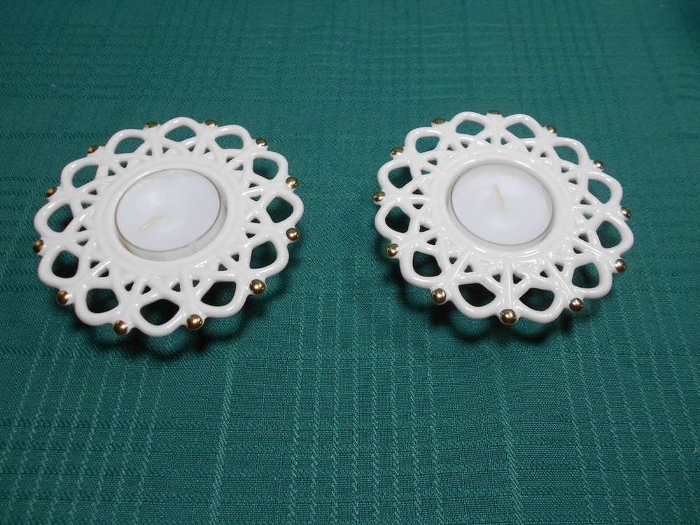 Lenox 2 Tealight Holders Snow Lights Shimmer