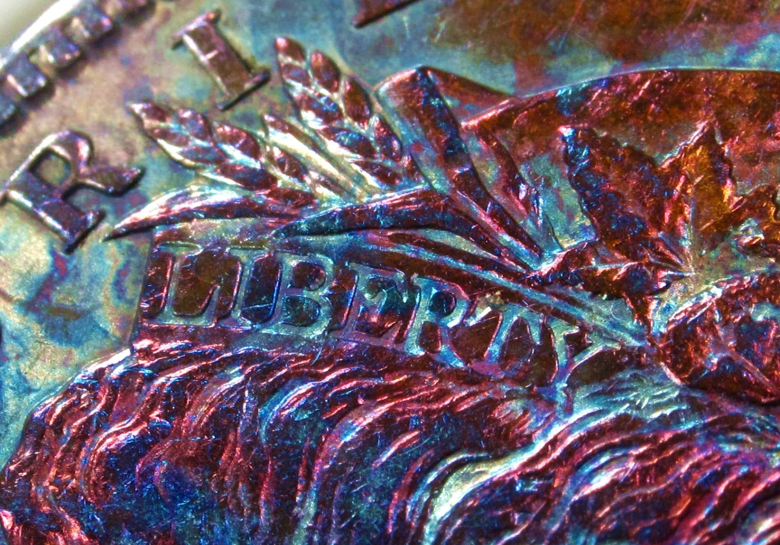 1896 Morgan Dollar Toned Silver ✪ MS ✪ Colorful Rainbow Toning~Gold Magenta Blue