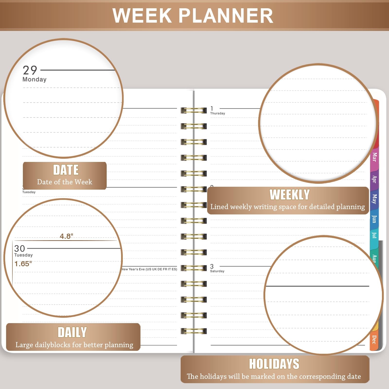 Planner 2026 - Planner/Calendar 2026, Jan. 2026 - Dec. 2026, Weekly Monthly
