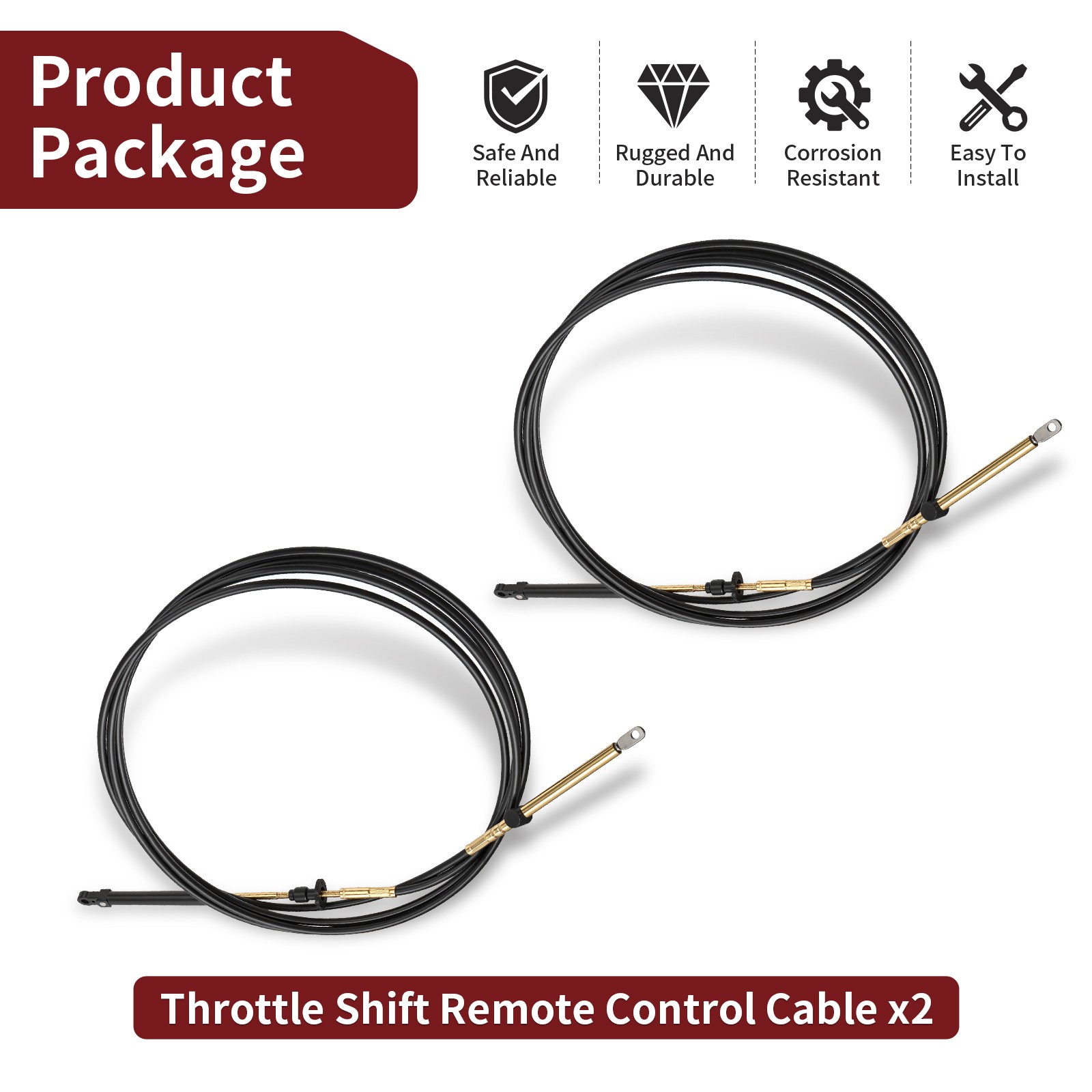 2 Pcs Throttle Shift Remote Control Cable For Johnson Evinrude OMC BRP 1979-1994