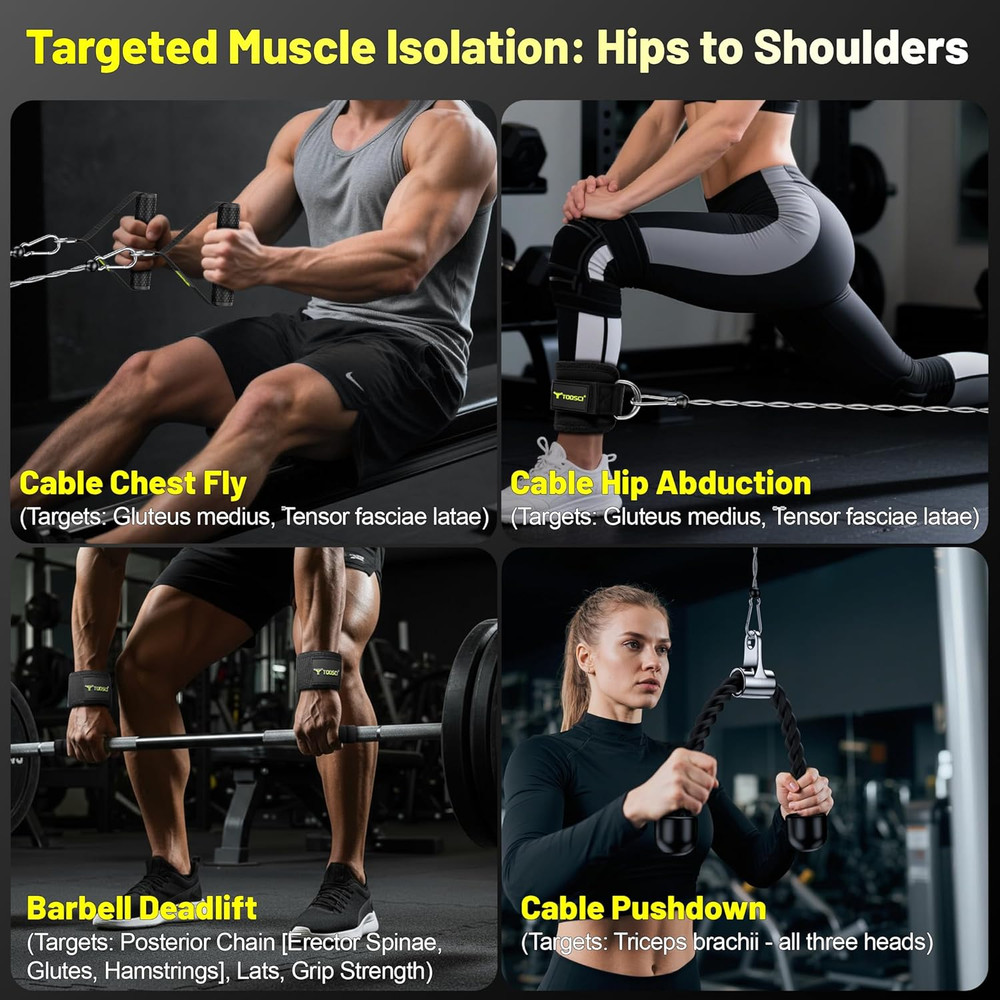 Cable Attachments for Gym LAT Pulldown & Cable Machine Attachment Set: V-Shaped