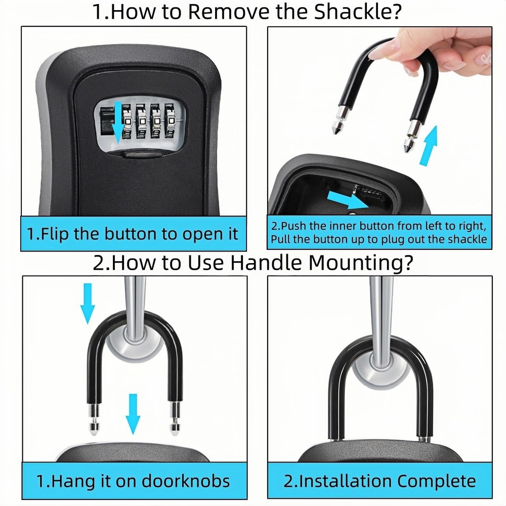 2 Pack Key Lock Box Wall Mount Waterproof 4-Digit Combination Key Safe Garage