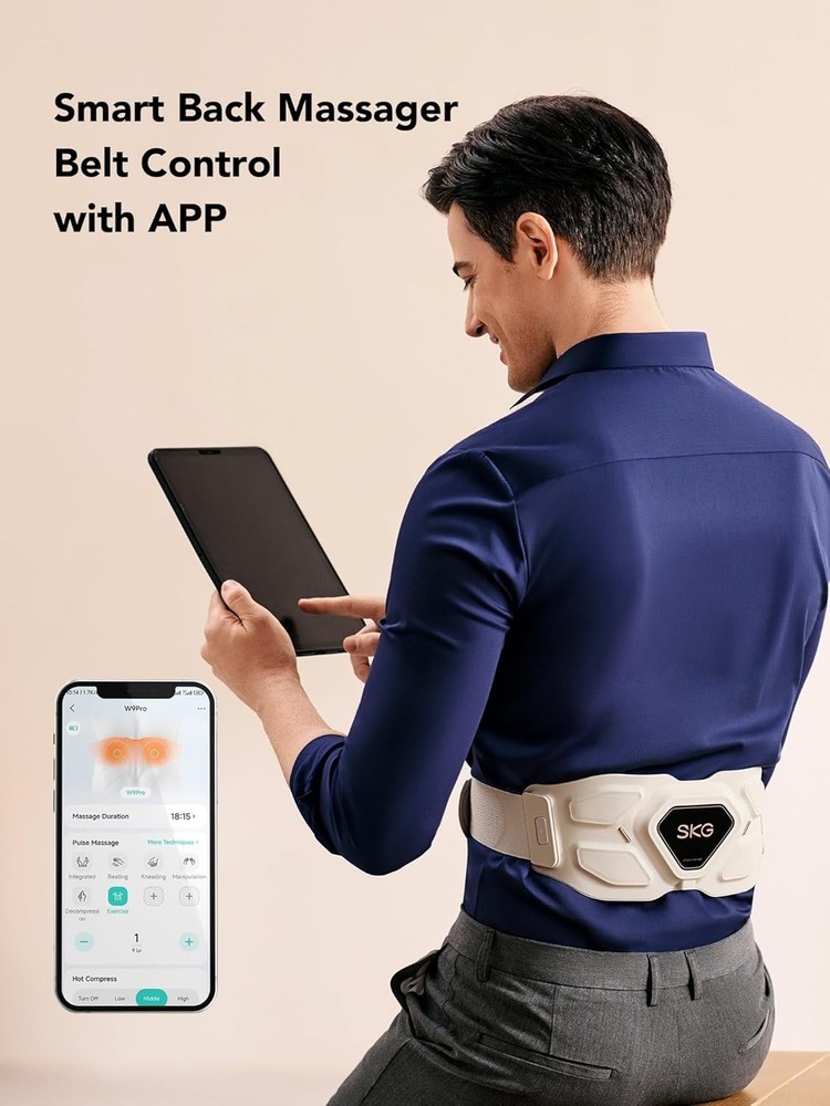 SKG Lower Back Vibrating Massager Adjustable Cordless Heating Pad Infrared