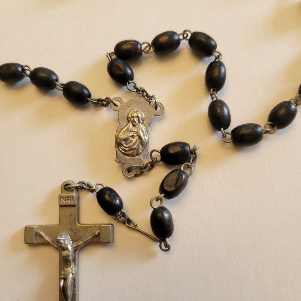 Vintage Black and Silvertone Rosary Older Rosary