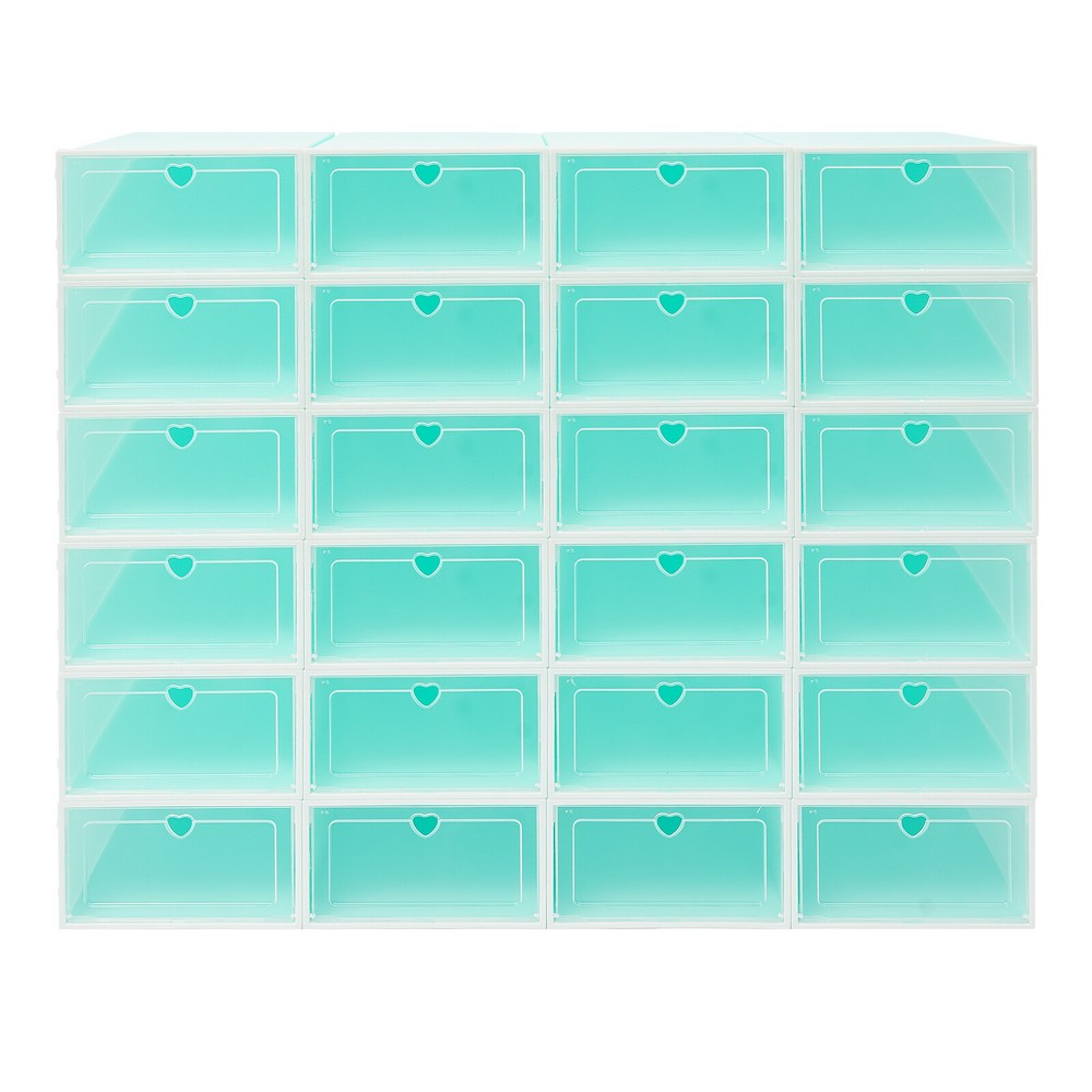 24PCS Stackable Shoe Storage Organizer Boxes with Clear Doors, 33×23×14 cm