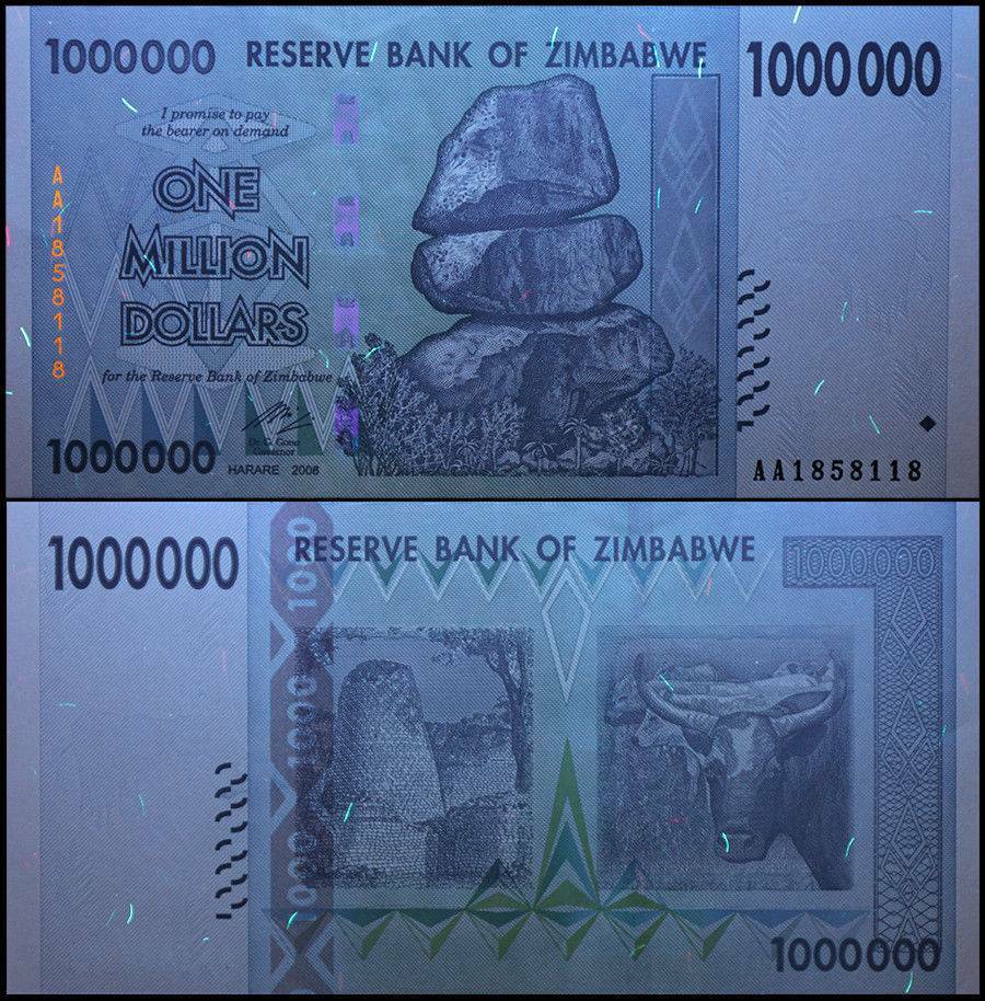 Zimbabwe 1 Million Dollars, 2008, P-77, UNC