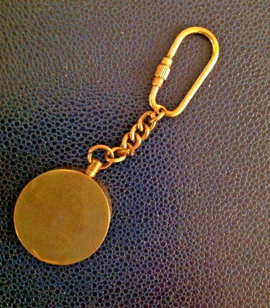 Engravable Open-face Miniature Solid Brass Key Chain Compass for Engraving